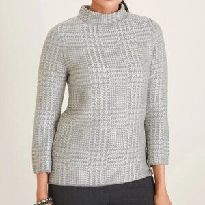 Chico's Women's Metallic Plaid Zip-Back Mock-Neck Sweater - M